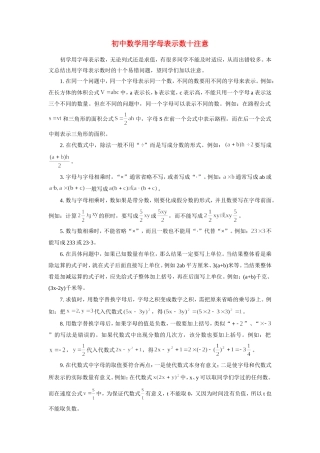 初中数学用字母表示数十注意专题辅导 试题