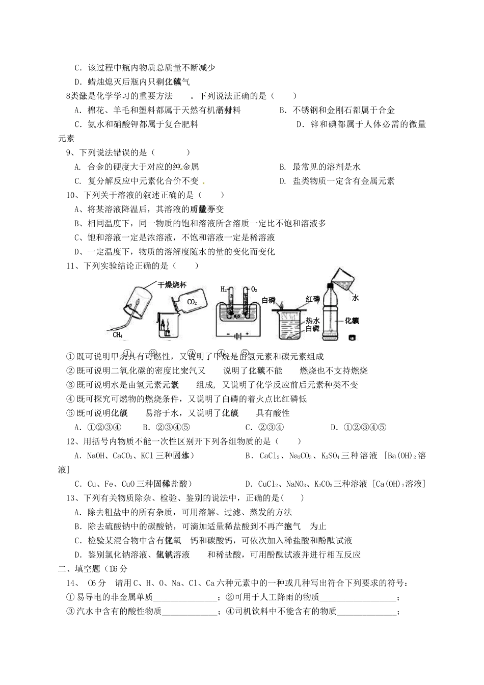 宁夏银川外国语实验学校届九年级化学第二次模拟考试试卷_第2页