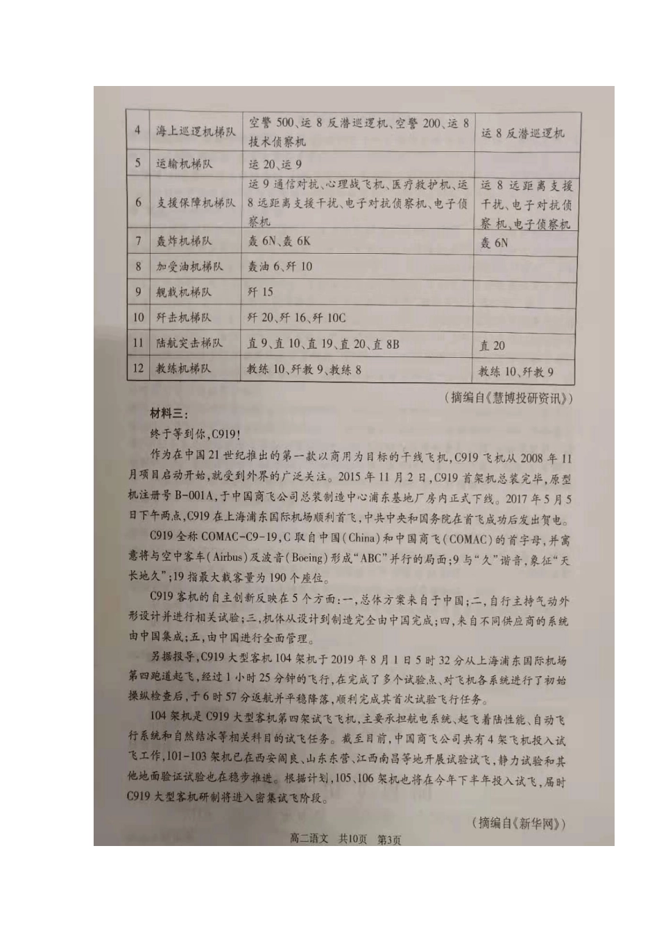 山东省枣庄市_高二语文上学期第一学段模块考试试卷扫描版无答案试卷_第3页