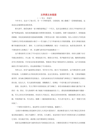 中考语文 文学类文本阅读检测 语文版试卷