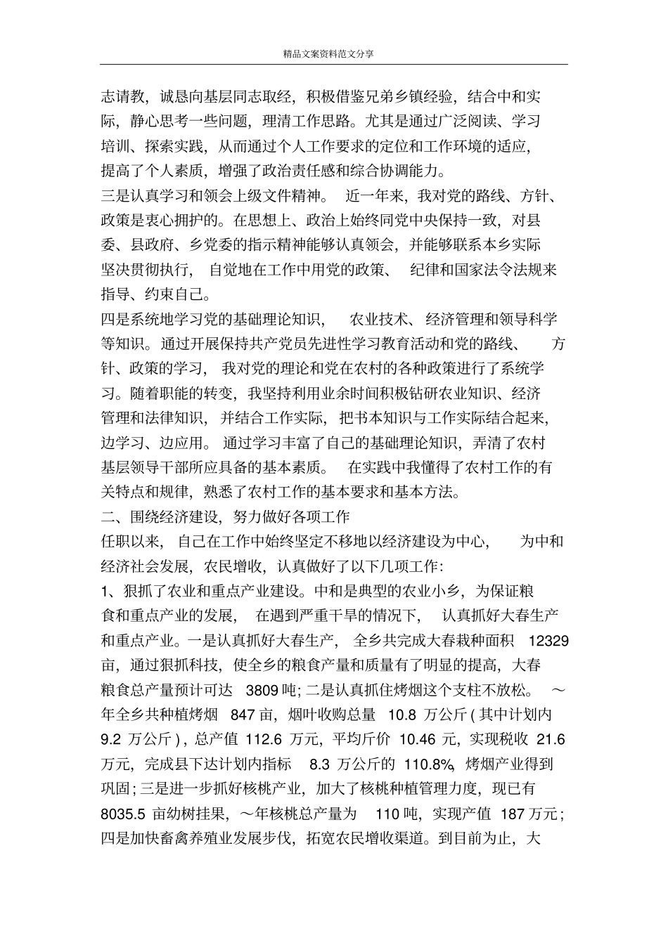 乡长年终述职报告范文-精品文案范文_第2页