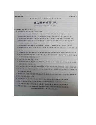 初中语文学业考试模拟试题(四)(扫描版，无答案) 试题