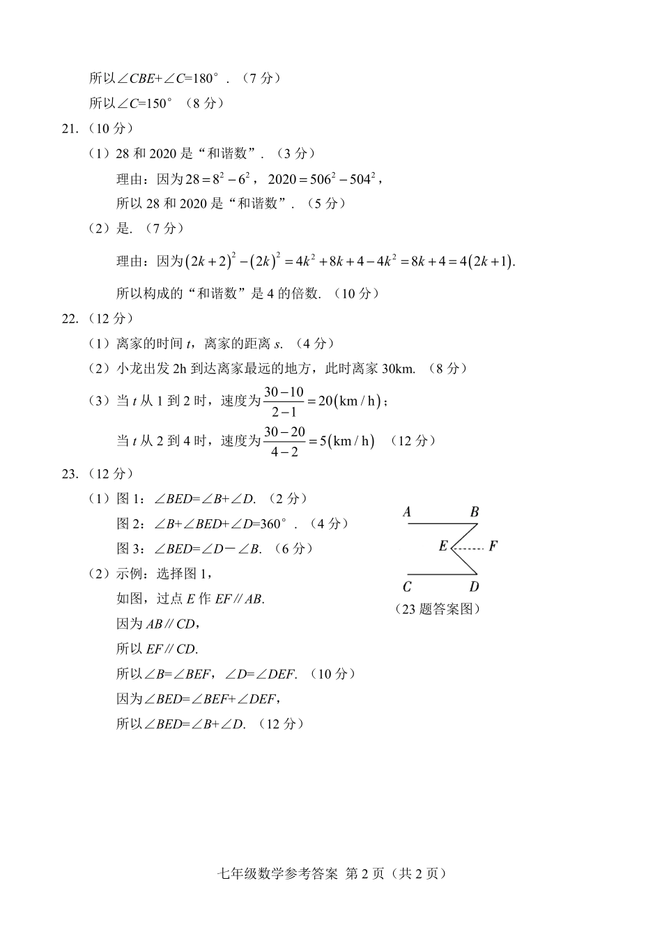 九年级数学下学期第二次教学质量监测(期中考试)试卷答案(pdf) 山东省菏泽市东明县七年级数学下学期第二次教学质量监测(期中考试)试卷(pdf)_第2页