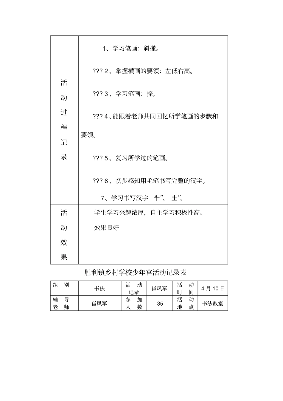 书法乡村学校少年宫活动记录_第3页