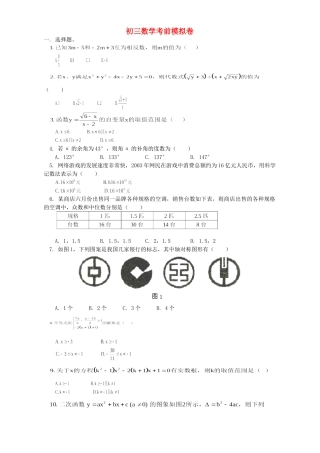 初三数学考前模拟卷 首师大版 试题