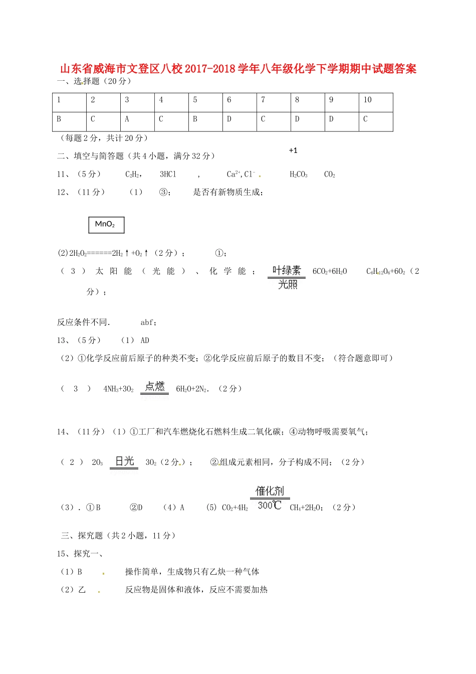 山东省威海市文登区八校八年级化学下学期期中试卷答案 鲁教版五四制 山东省威海市文登区八校八年级化学下学期期中试卷(pdf) 鲁教版五四制 山东省威海市文登区八校八年级化学下学期期中试卷(pdf) 鲁教版五四制_第1页