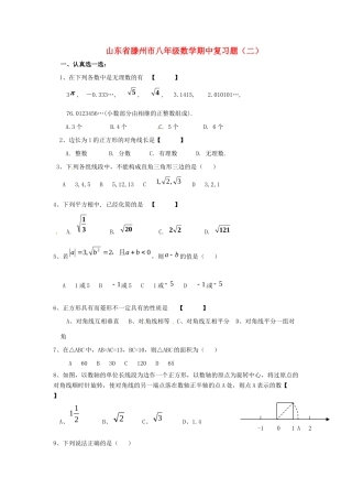 山东省滕州市八年级数学期中复习题(二)试卷