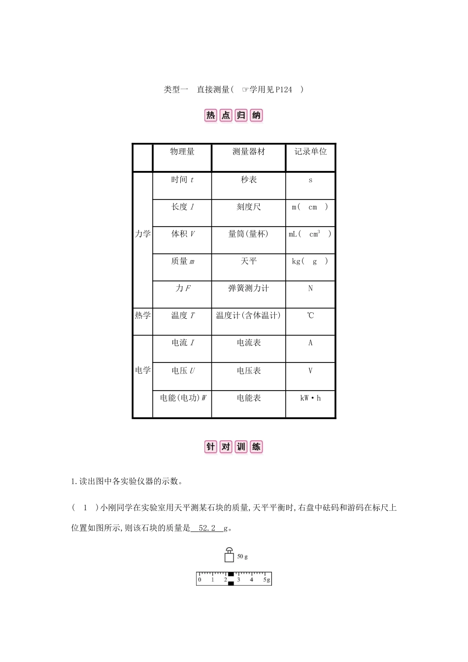 中考物理总复习 专题三 实验题 类型一 直接测量试卷_第3页