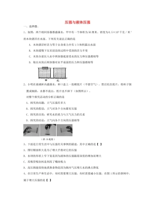 中考物理专题训练 压强与液体压强试卷