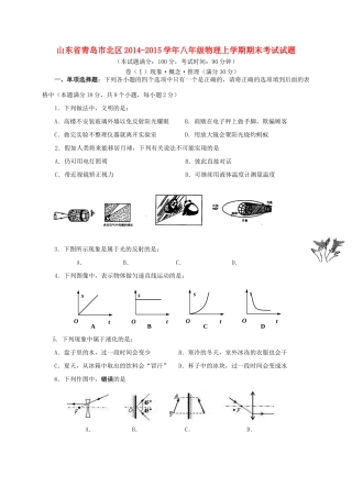 山东省青岛市北区八年级物理上学期期末考试试卷试卷