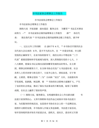 书法家协会理事会工作报告【可编辑版】
