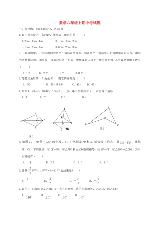 山东省滨州市邹平县 八年级数学上学期期中试卷 新人教版试卷