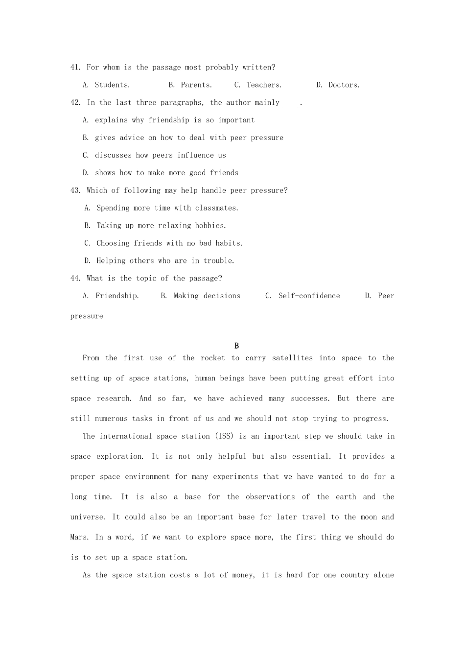 四川省仁寿县城北教学点高三英语阅读理解限时训练(44)试卷_第2页