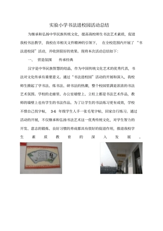 书法进校园活动总结
