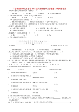 九年级化学上学期第18周周末作业 新人教版试卷