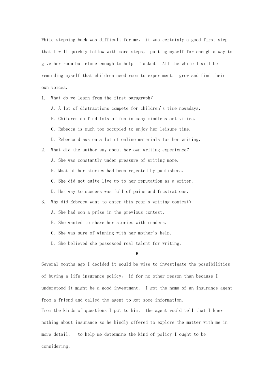 安徽省安庆市桐城市高考英语模拟试卷_第2页