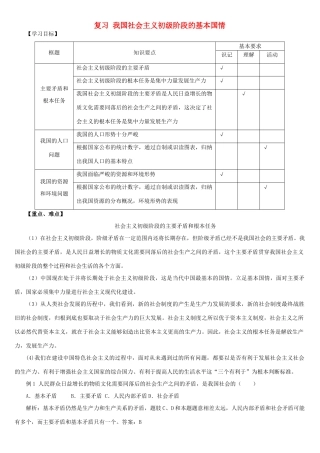 复习 我国社会主义初九年级阶段的基本国情 人教义务版试卷