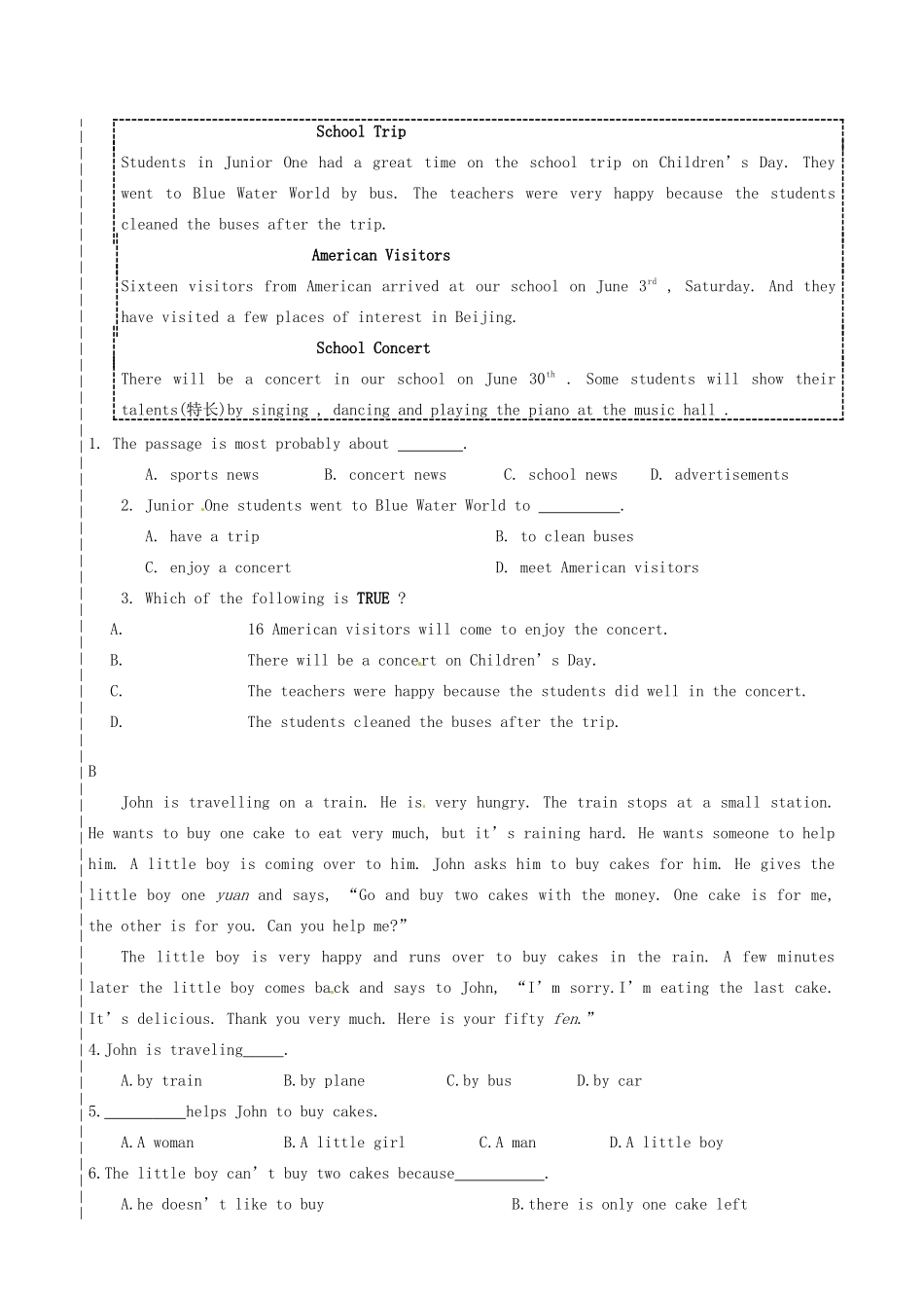 天津市天津八中八年级英语上学期期末冲关训练C1 人教新目标版试卷_第3页