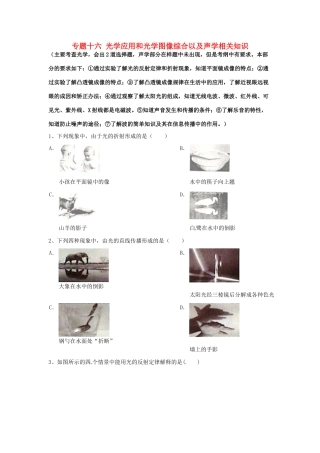 中考物理专题复习 专题十六 光学应用和光学图像综合以及声学相关知识试卷