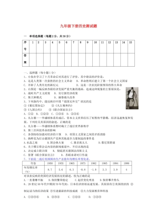 九年级历史下册 题世界现代史综合题 北师大版上册试卷