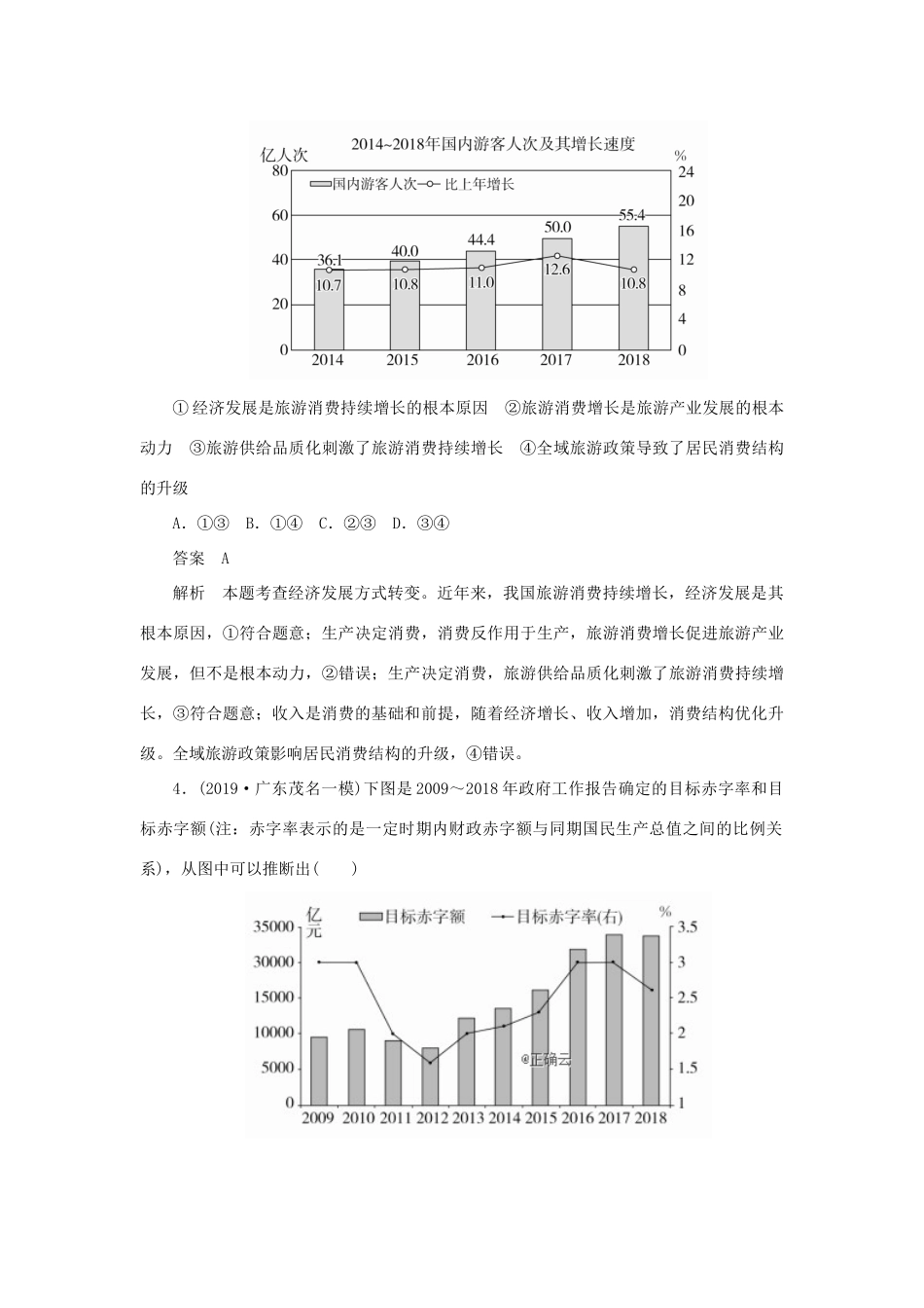 （通用版）高考政治二轮复习 第三编 选择题题型突破题型2 价格曲线类作业（含解析）-人教版高三全册政治试题_第3页