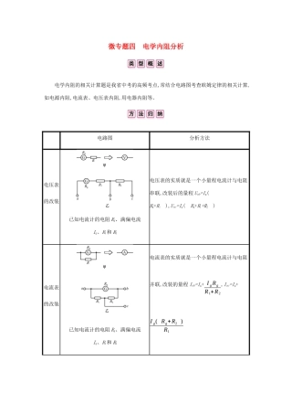 中考物理总复习 模块五 电磁学 微专题四 电学内阻分析试卷