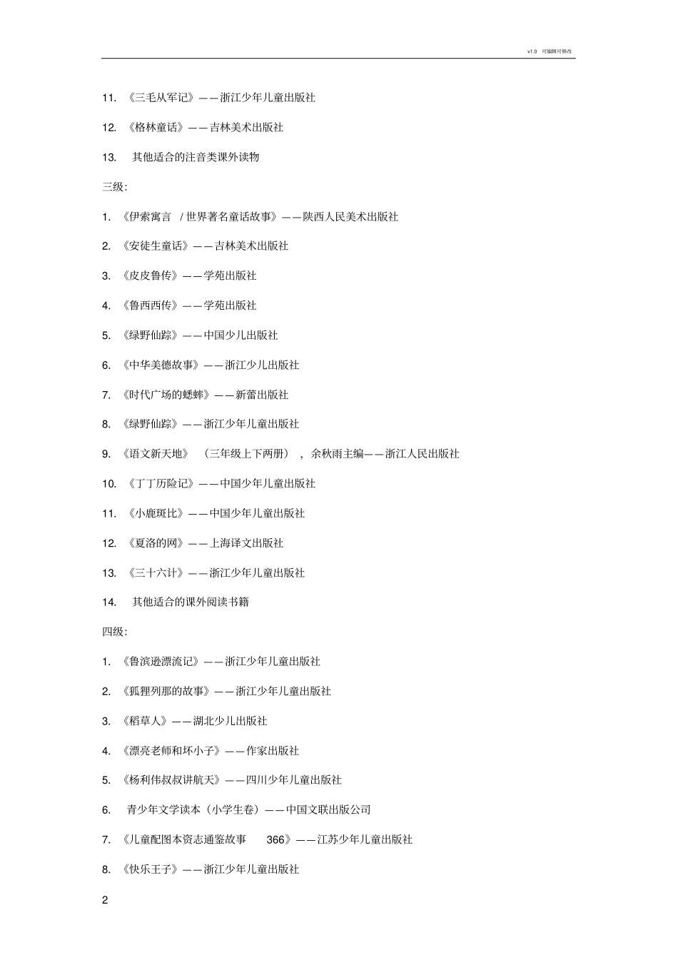 书香校园学生阅读推荐书目_第2页