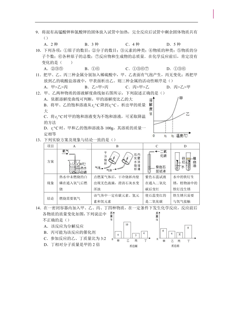 九年级化学下学期第一次诊断试卷(pdf) 四川省成都市高新区九年级化学下学期第一次诊断试卷(pdf)_第2页