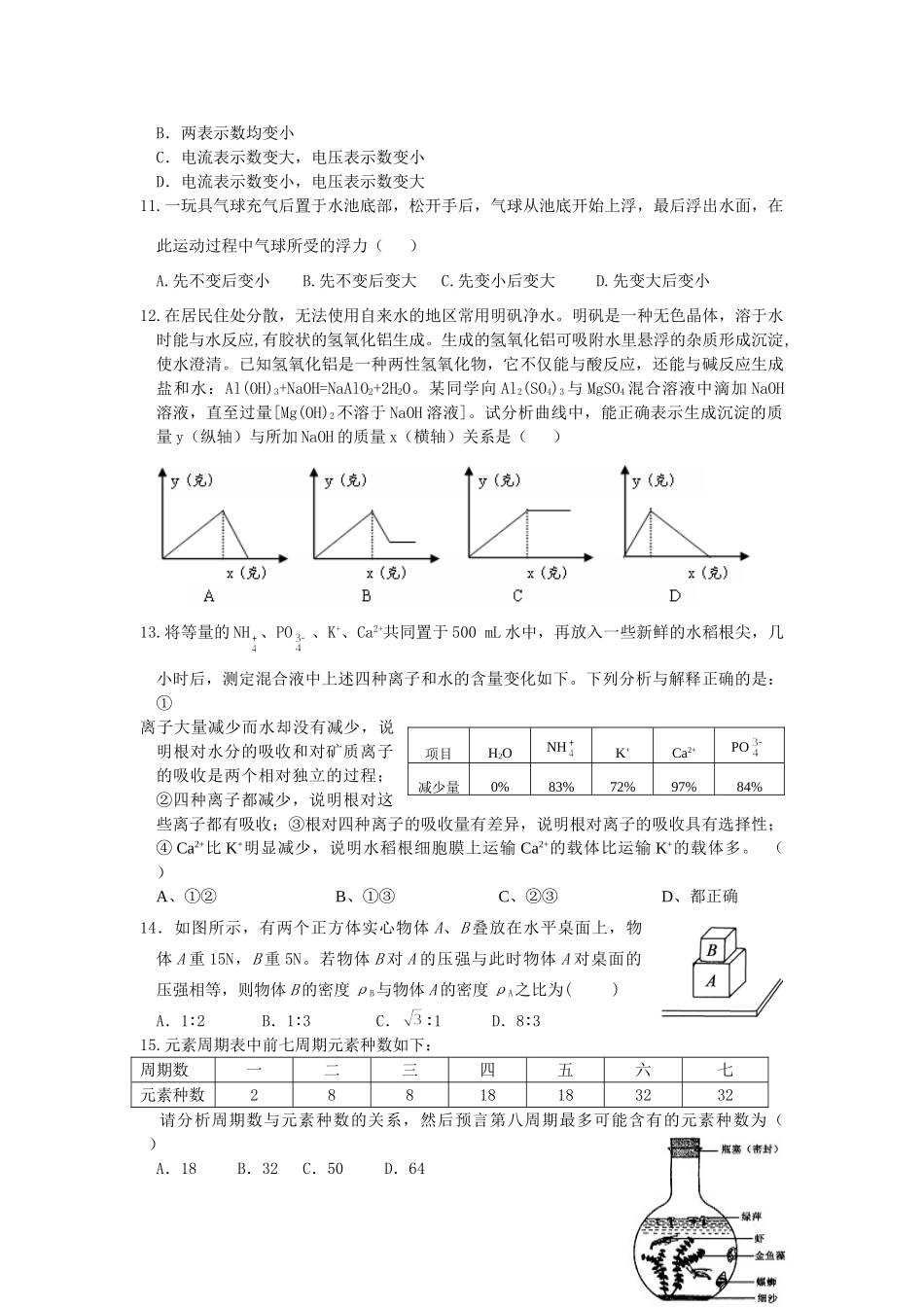 初中毕业生综合能力测试 试题_第3页