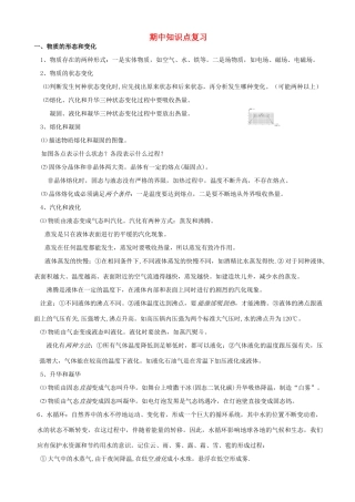 九年级物理 期中知识点复习 沪科版试卷