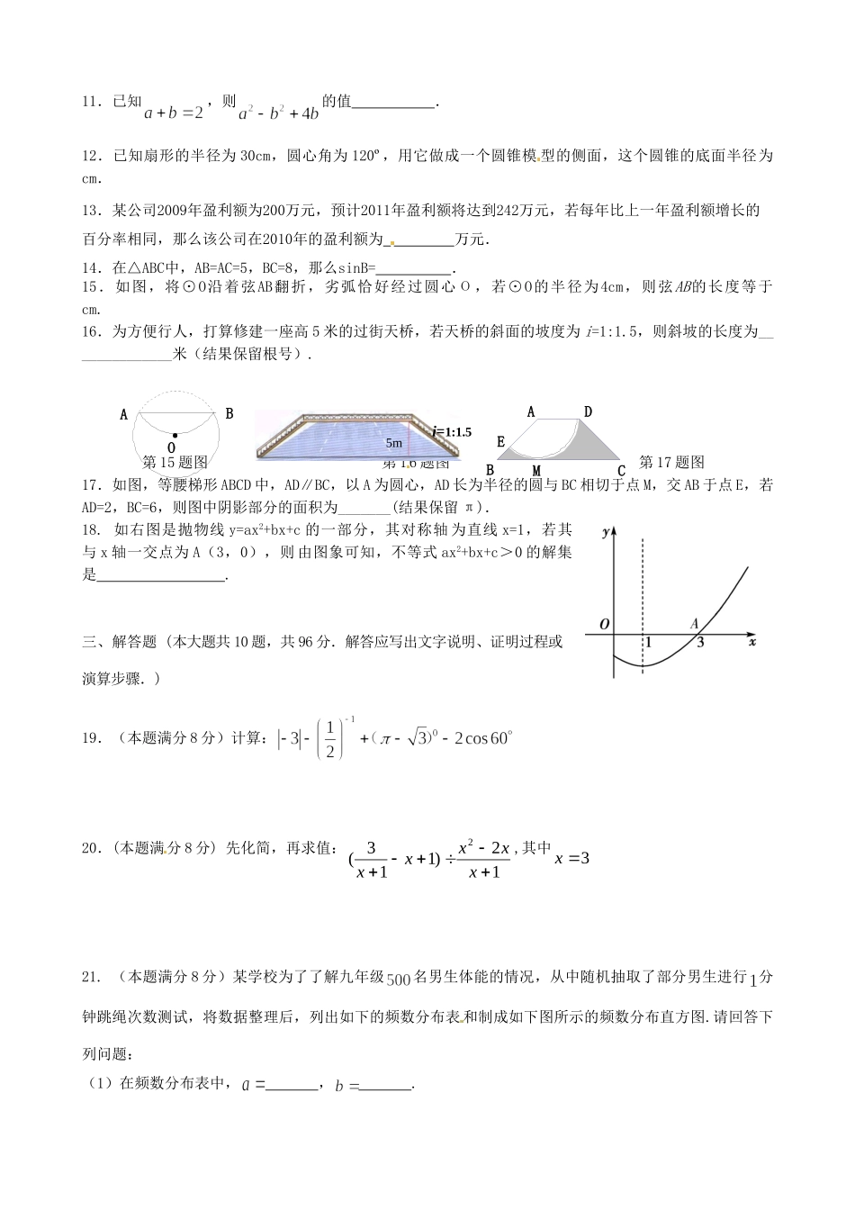 九年级数学网上阅卷适应性测试试卷_第2页