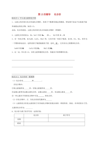 九年级化学上学期辅导试卷13 新人教版试卷