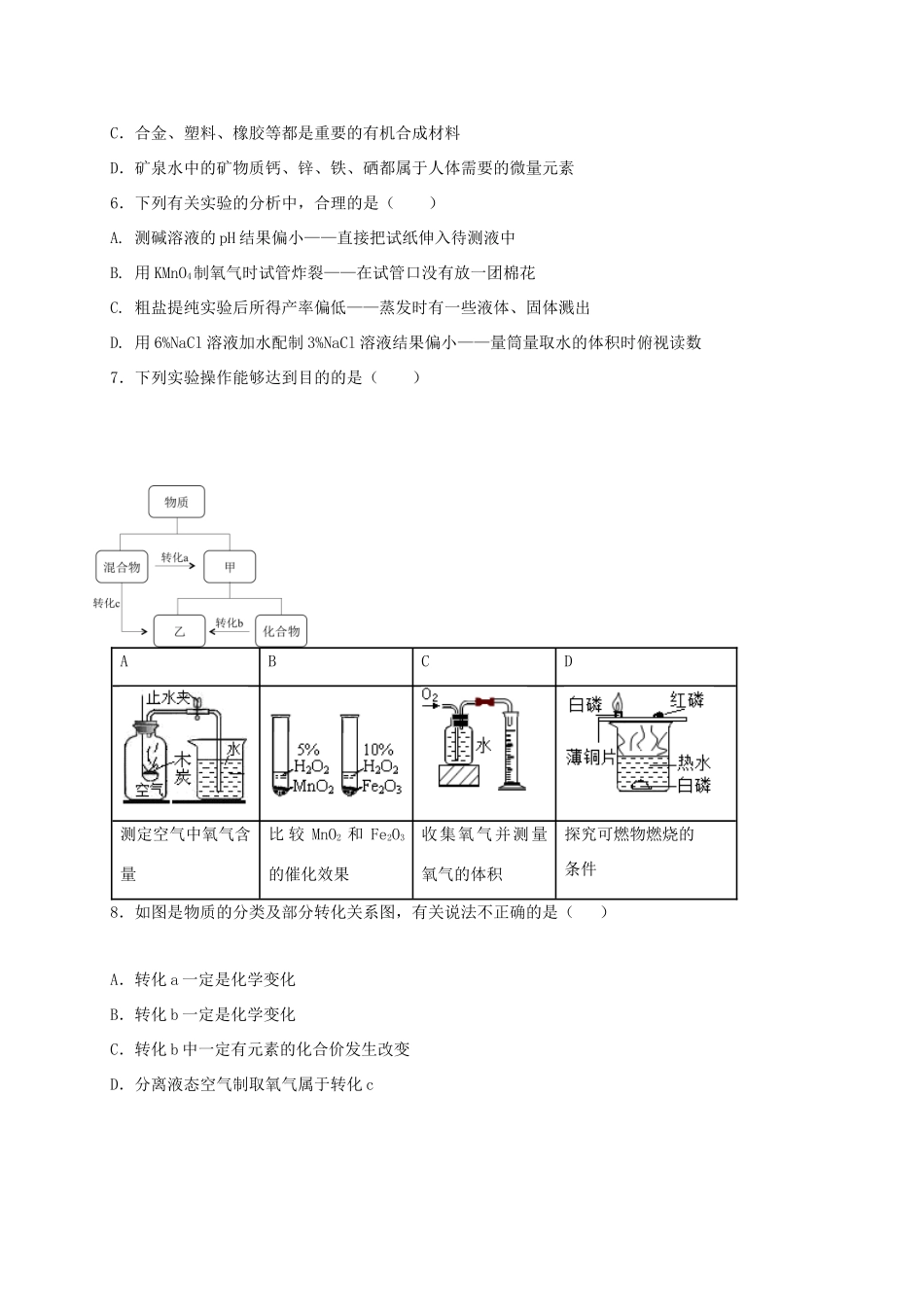 九年级化学下学期期中试卷(五四制)试卷_第2页