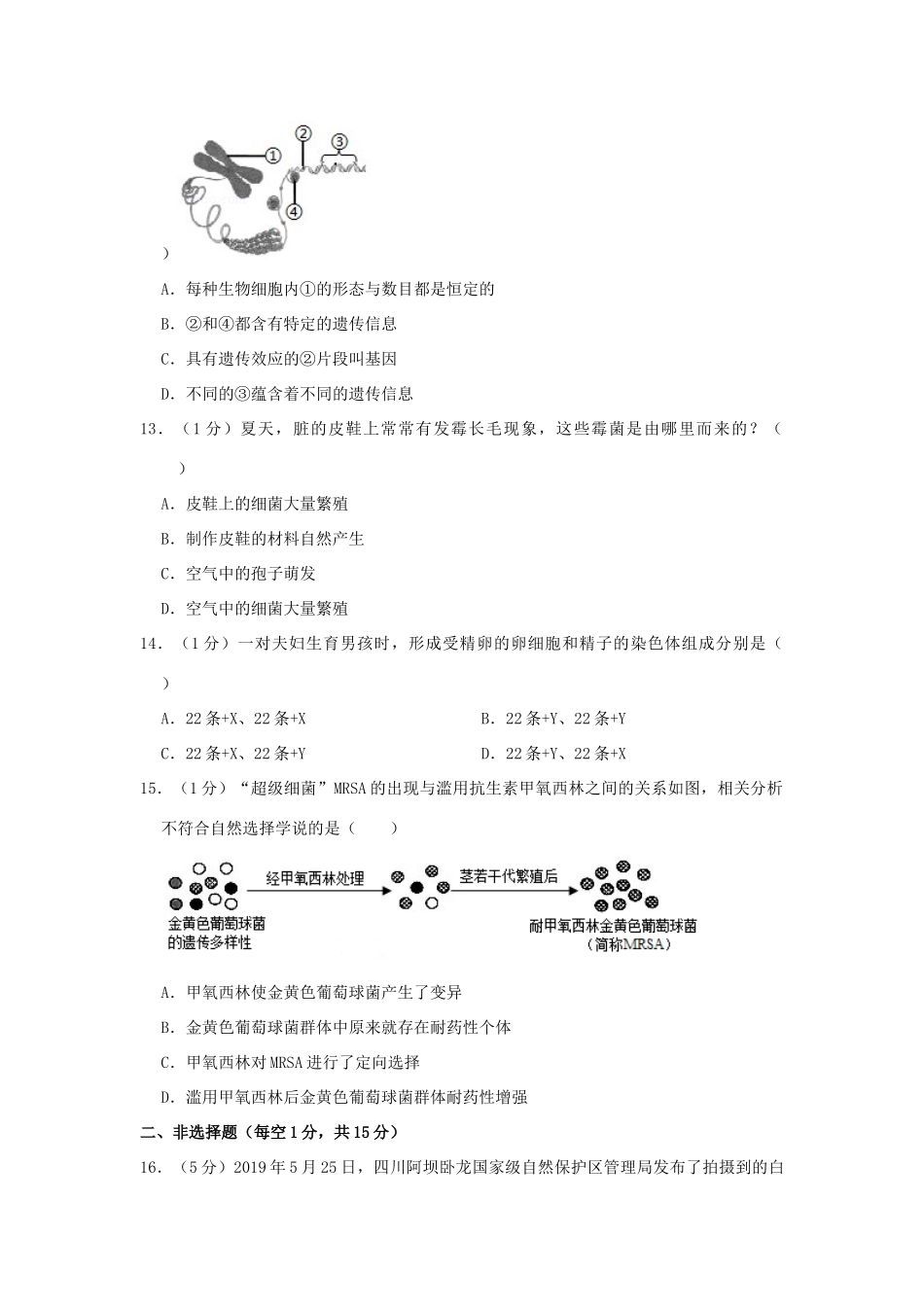中考生物猜想试卷(六)试卷_第3页