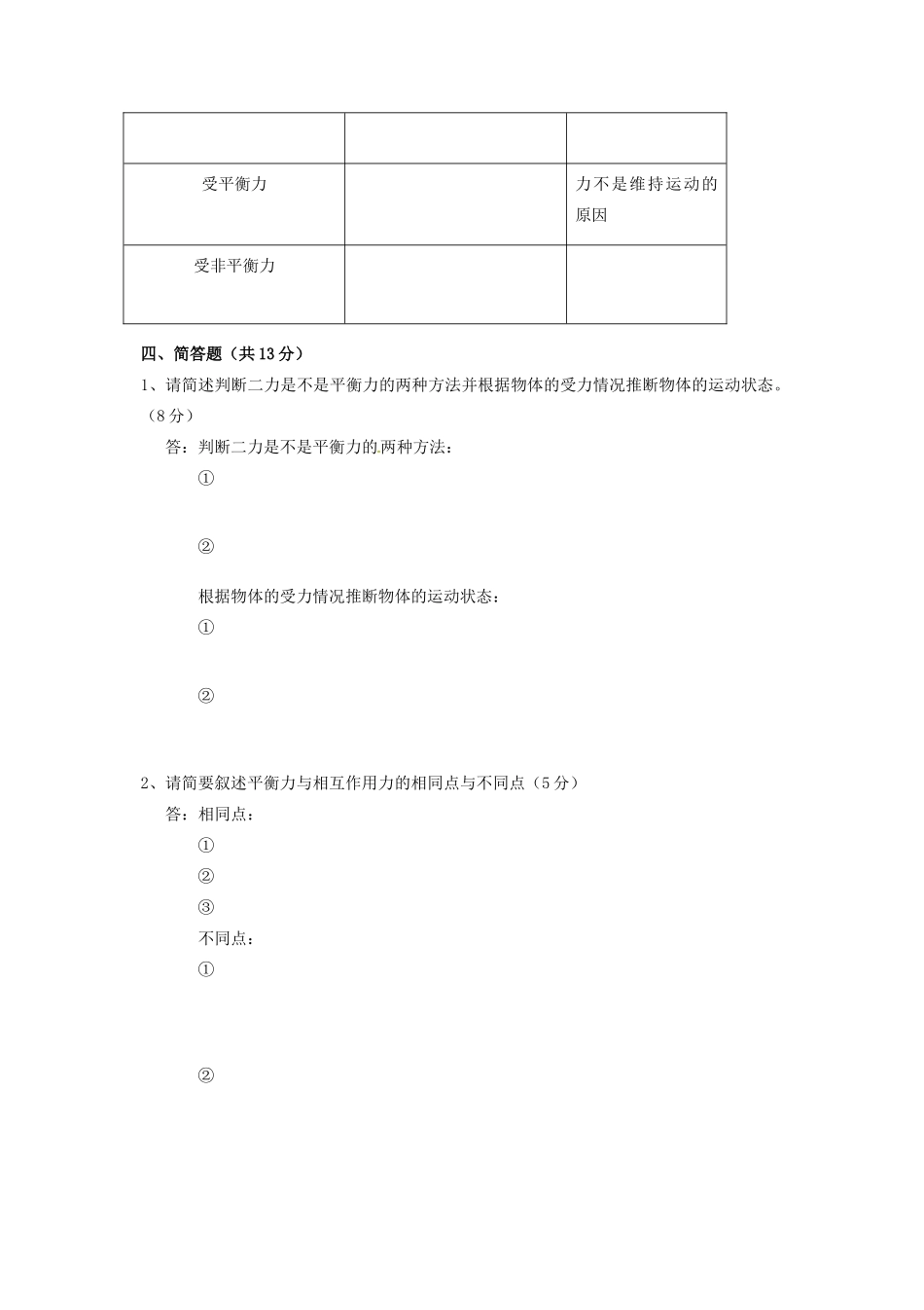山西省太谷县星光学校八年级物理下学期第一次月考试卷 新人教版试卷_第3页