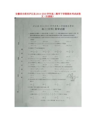 安徽省合肥市庐江县 高二数学下学期期末考试试卷 文试卷