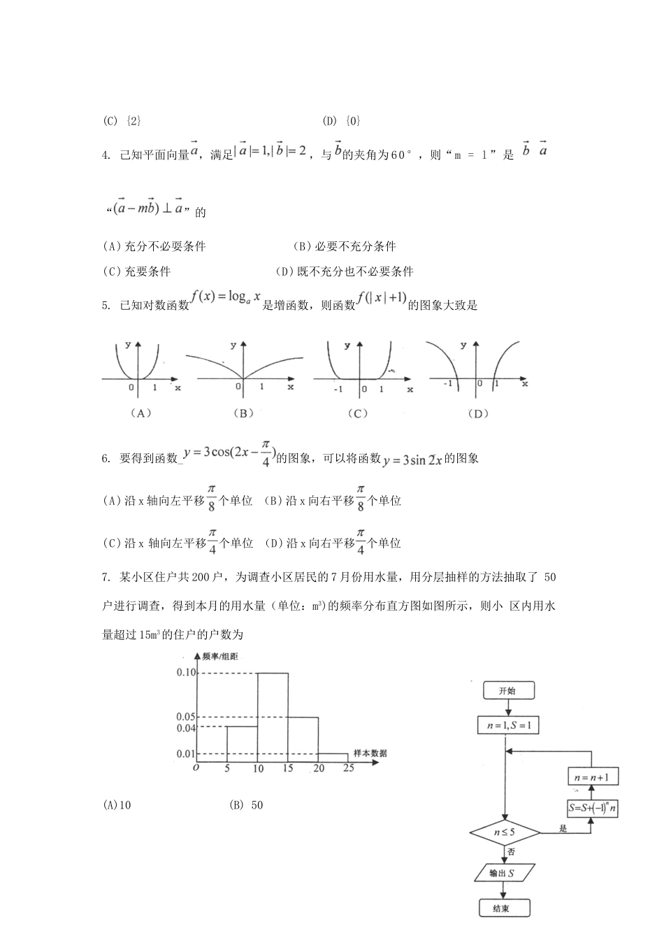 四川省自贡市高三数学一诊试卷 文 新人教A版试卷_第2页
