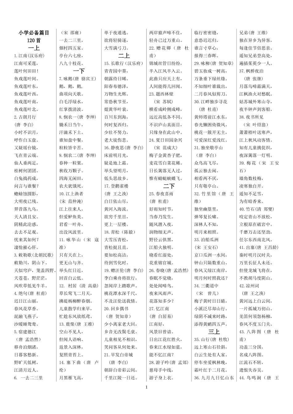 2015.3小学生必背古诗_第1页