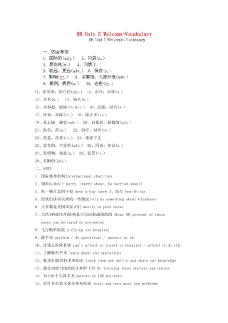 中考英语总复习 8B Unit 5 Welcome-Vocabulary试卷
