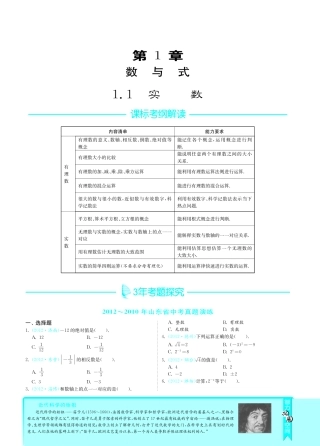 山东省中考数学 专题突破 11实数(pdf) 新人教版试卷