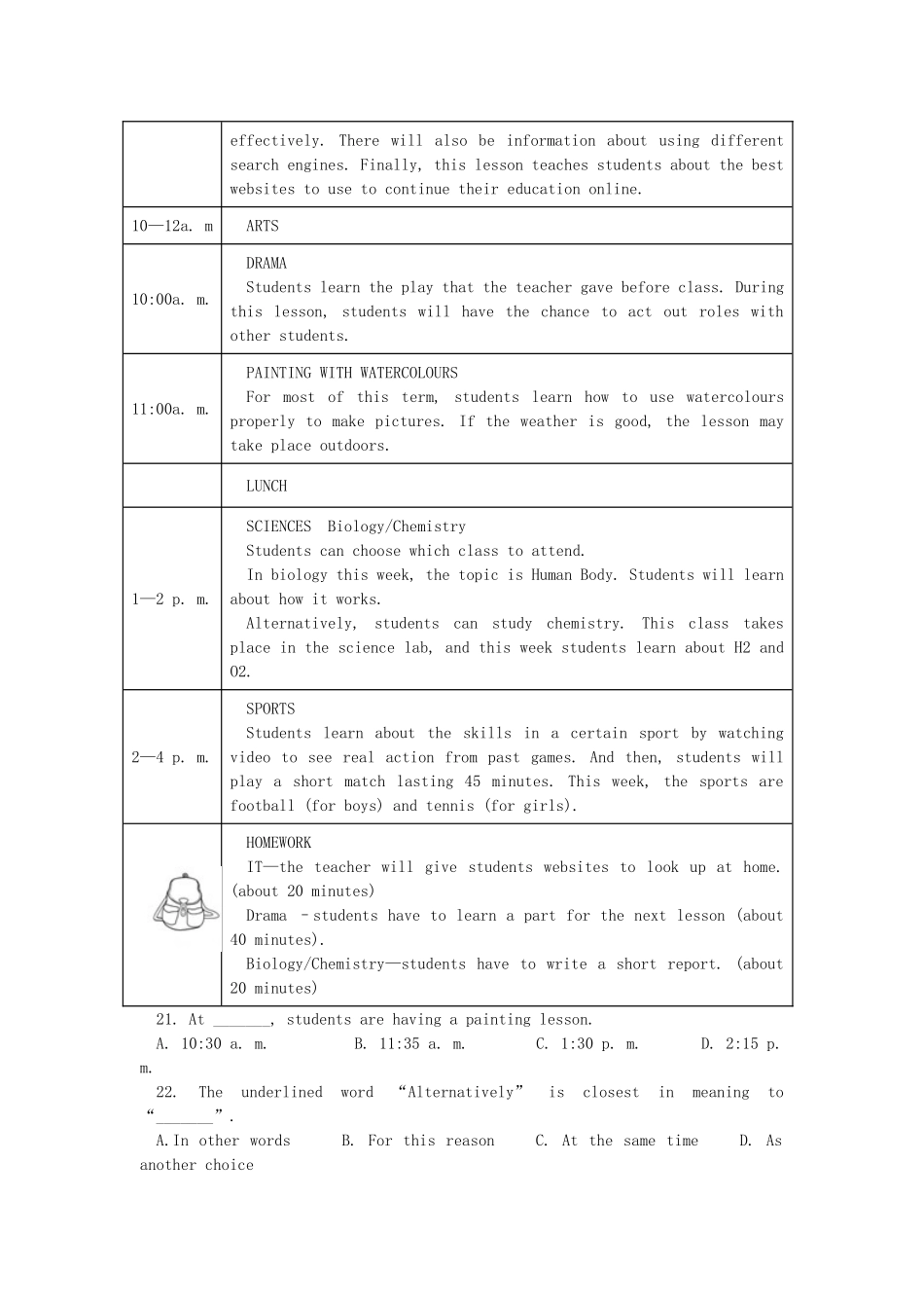 山西省朔州市怀仁某校高一英语下学期第二次月考试卷_第3页