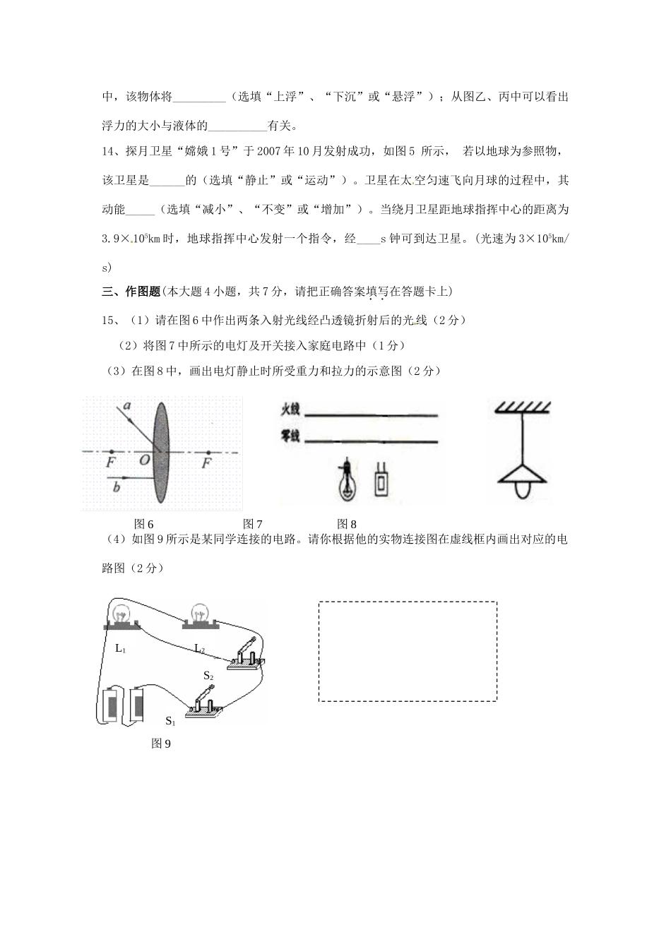 九年级物理4月模拟考试试卷试卷_第3页