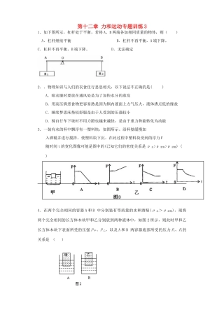 九年级物理 第十二章力和运动专题训练3 人教新课标版试卷