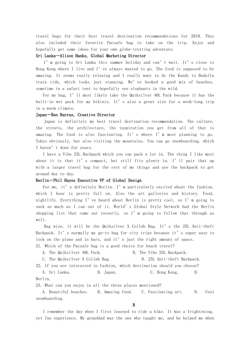四川省威远中学2020届高三英语上学期第三次月考试卷_第3页