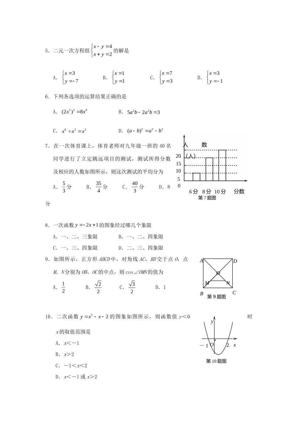 山东省济南市中考真题数学试卷_第2页