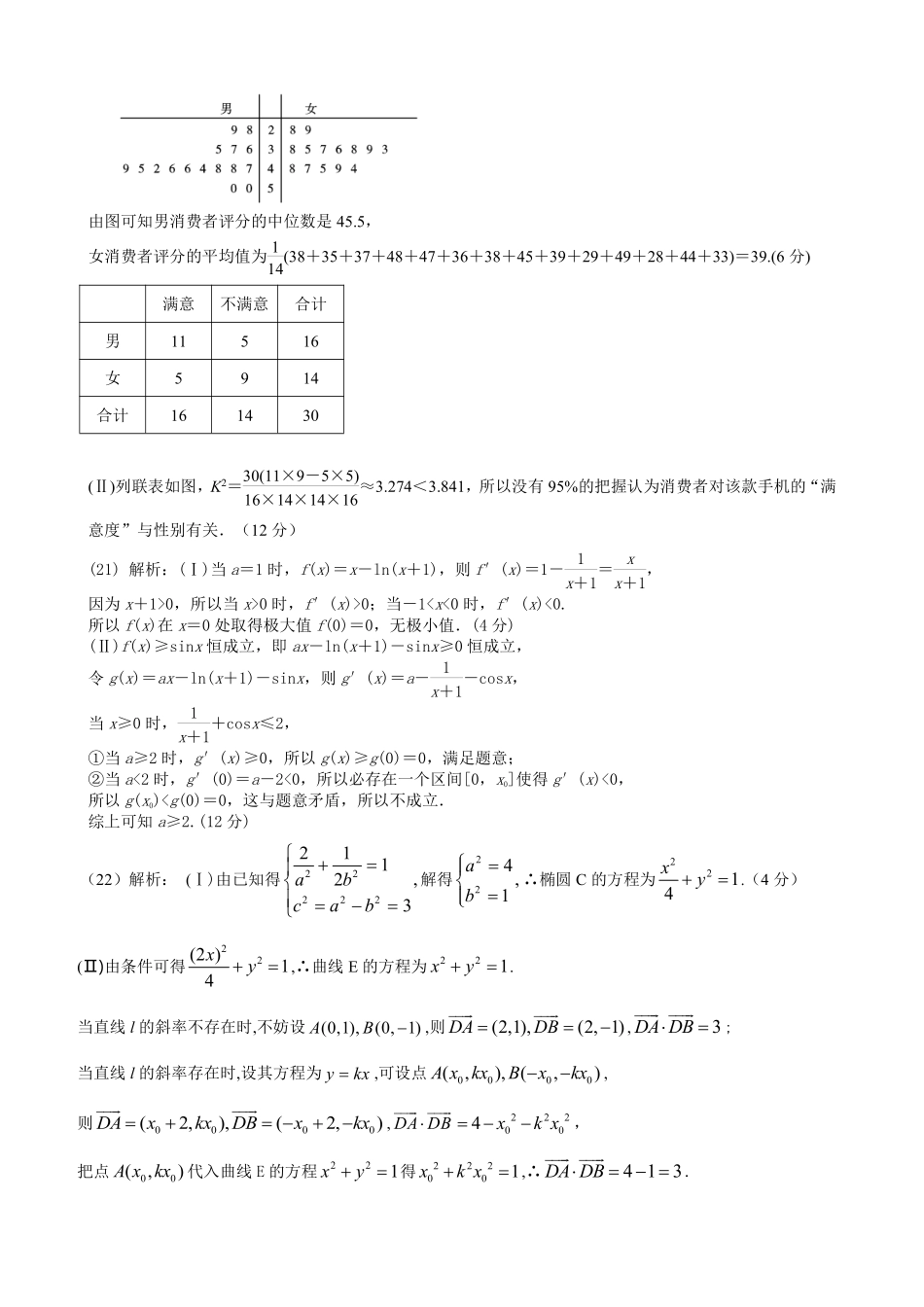 安徽省太和县高二下学期期中考试数学(文)试卷参考答案(PDF版) 安徽省太和县高二数学下学期期中试卷 文(PDF) 安徽省太和县高二数学下学期期中试卷 文(PDF)_第3页