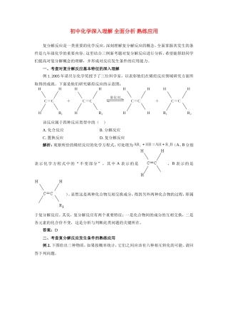 初中化学深入理解 全面分析 熟练应用学法指导 试题