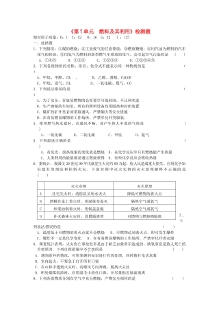九年级化学上册 第7单元(燃料及其利用)测试卷2(新版)新人教版试卷