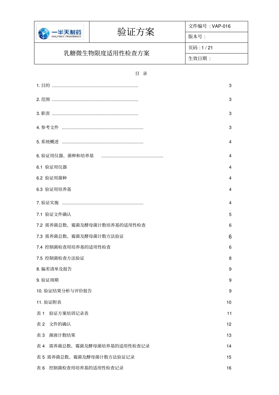 乳糖微生物限度验证方案汇总_第1页