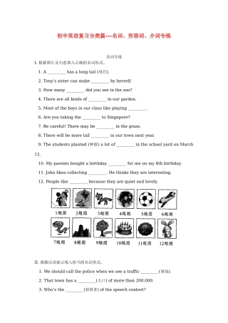 初中英语复习分类篇---名词、形容词、介词专练专题辅导 试题
